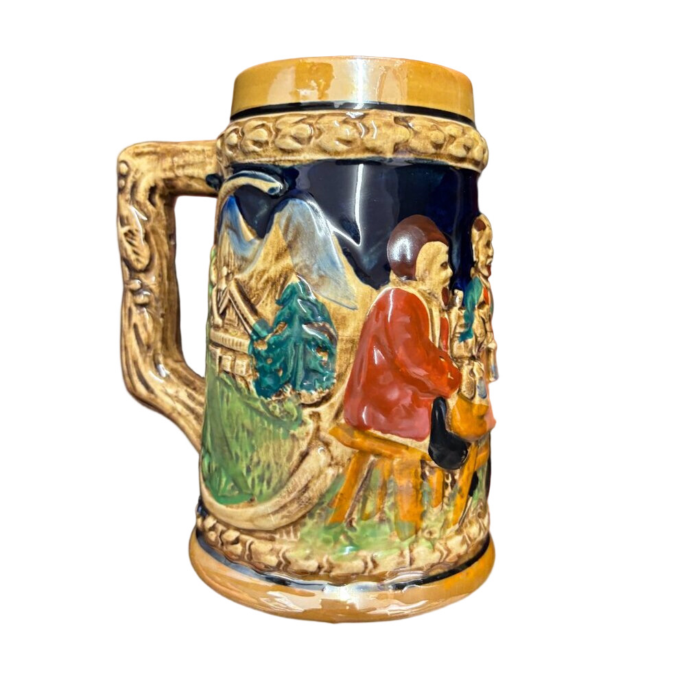 1950s Gift Craft Japan Drinking Bavarian Friends Porcelain Stein Vintage